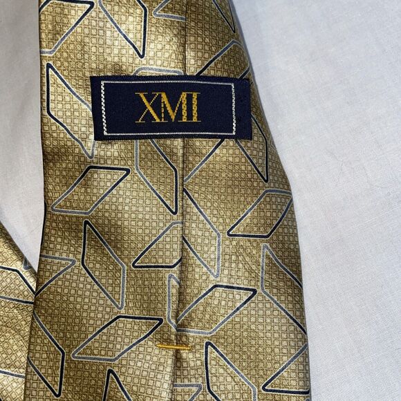 XMI Dress Tie Mens Size 56" Gold 100% Silk Designer U.S.A. - Picture 2 of 12